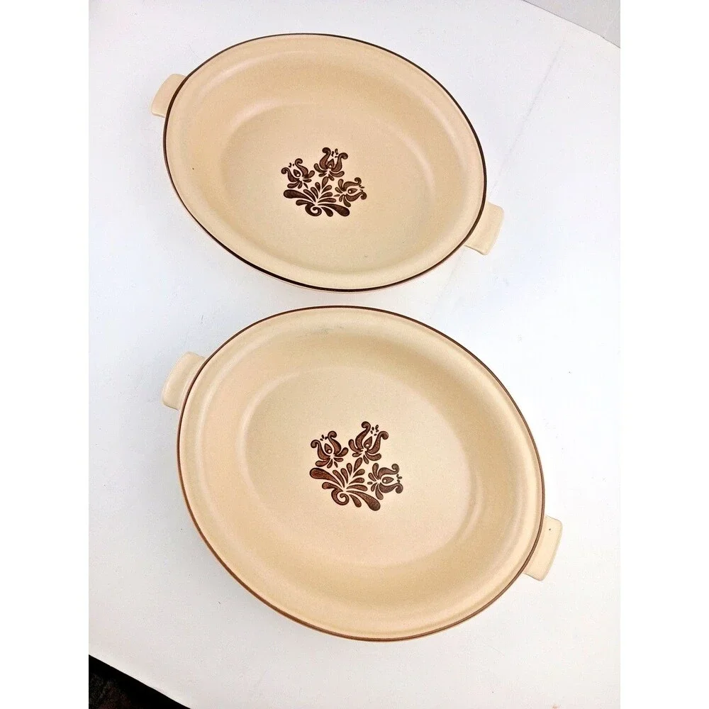 Vtg Pfaltzgraff Village Oval Vegetable Dishes Set 2 Handled Serving Bowls USA